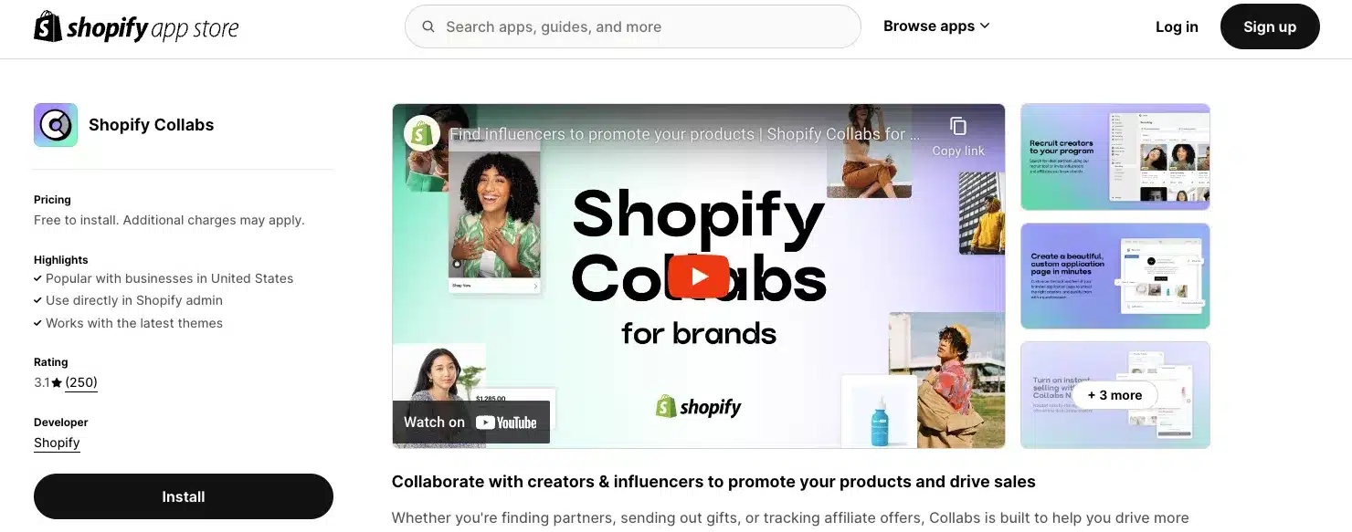 Shopify Collabs on app store