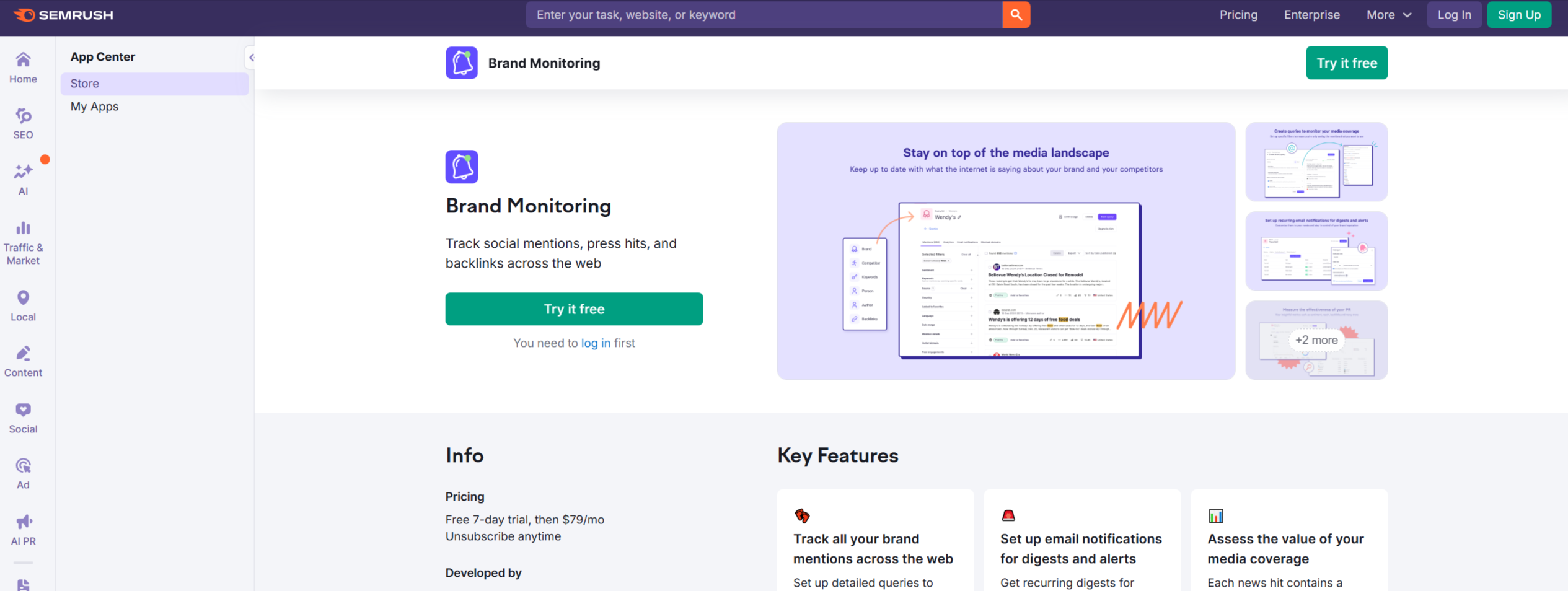 SEMrush Brand Monitoring