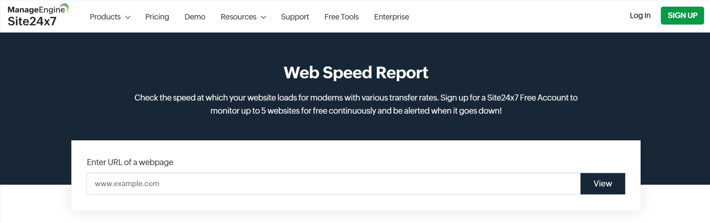 Site24x7 Website Speed Test