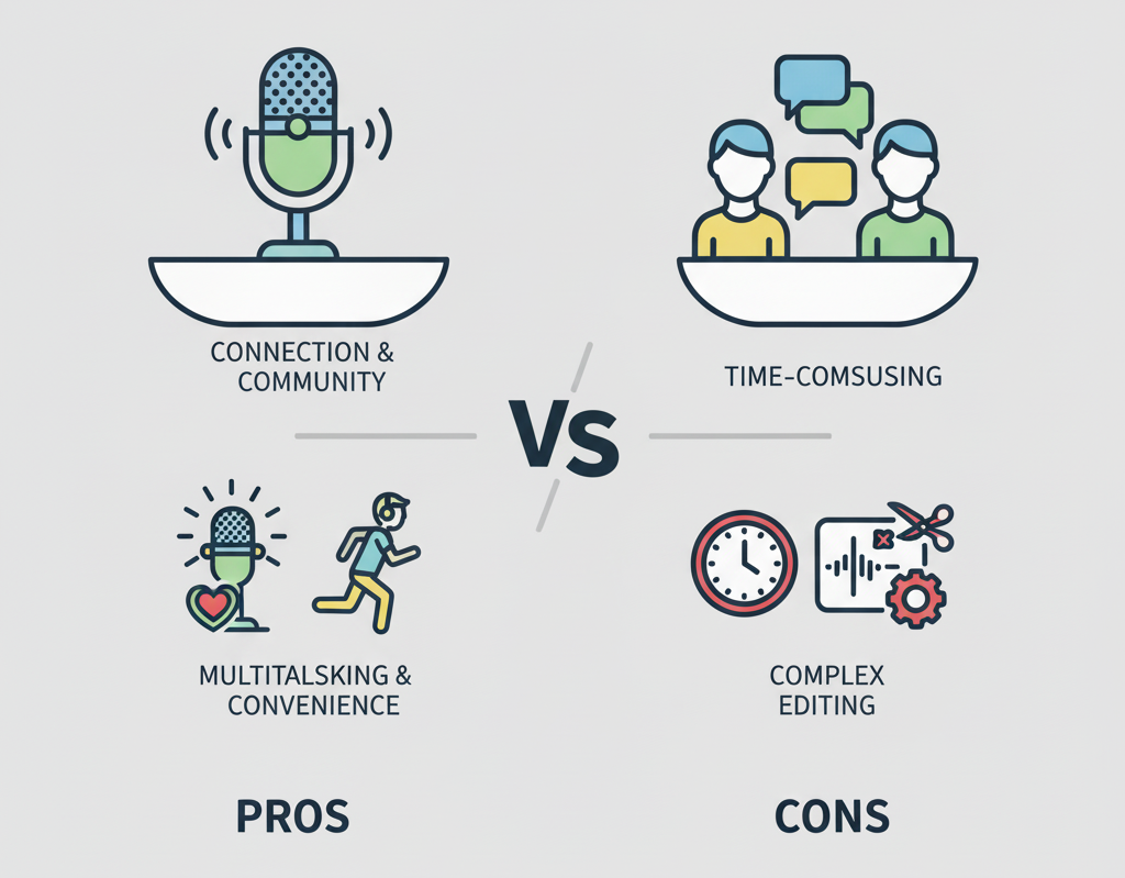 pros and cons of podcasts