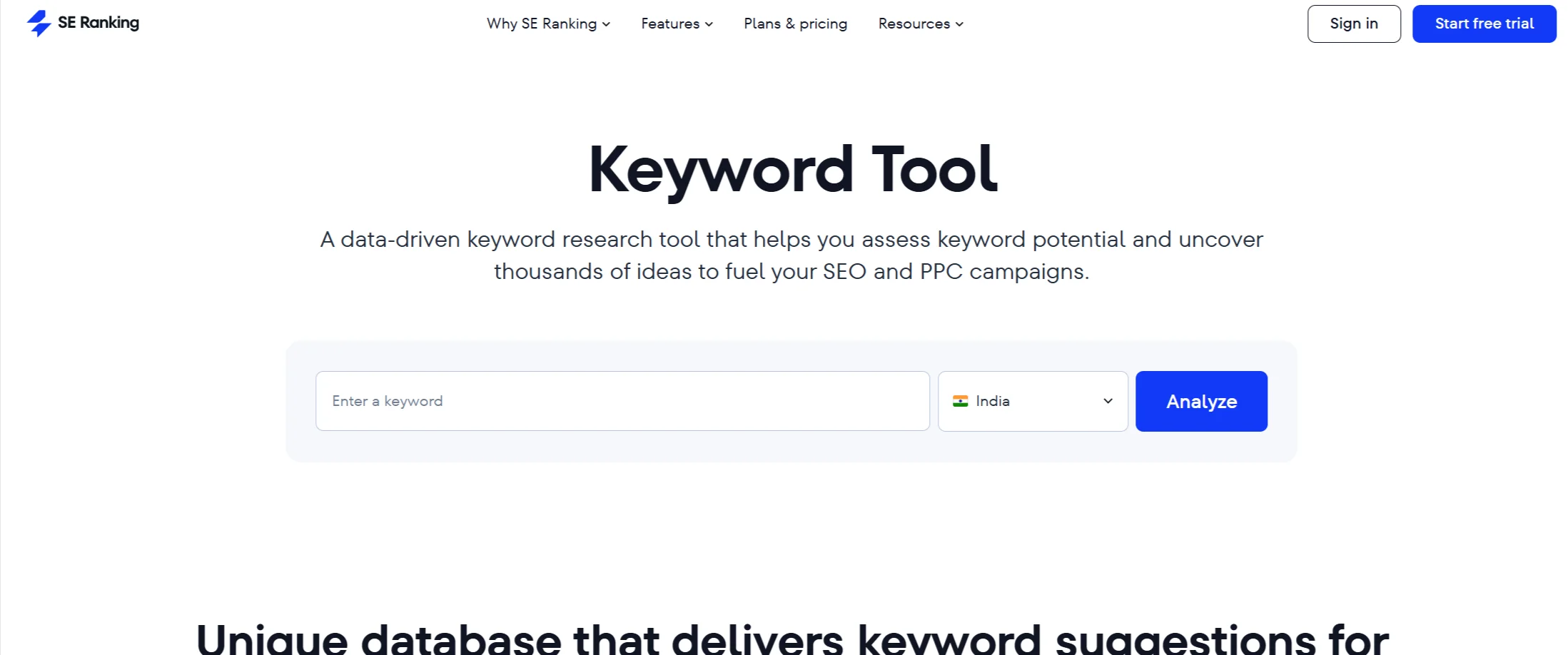SE Ranking Keyword Suggestion Tool