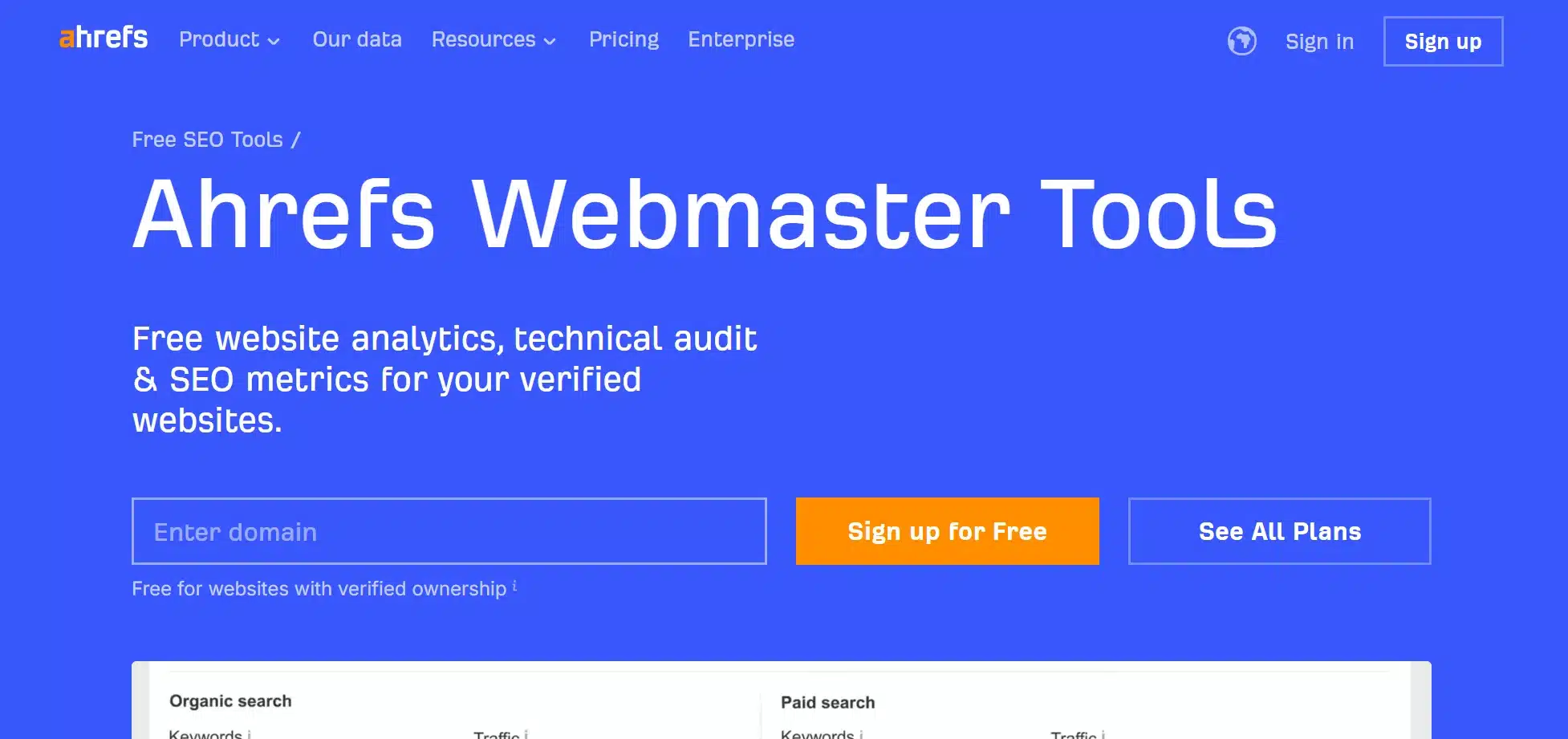 Ahrefs Webmaster Tools