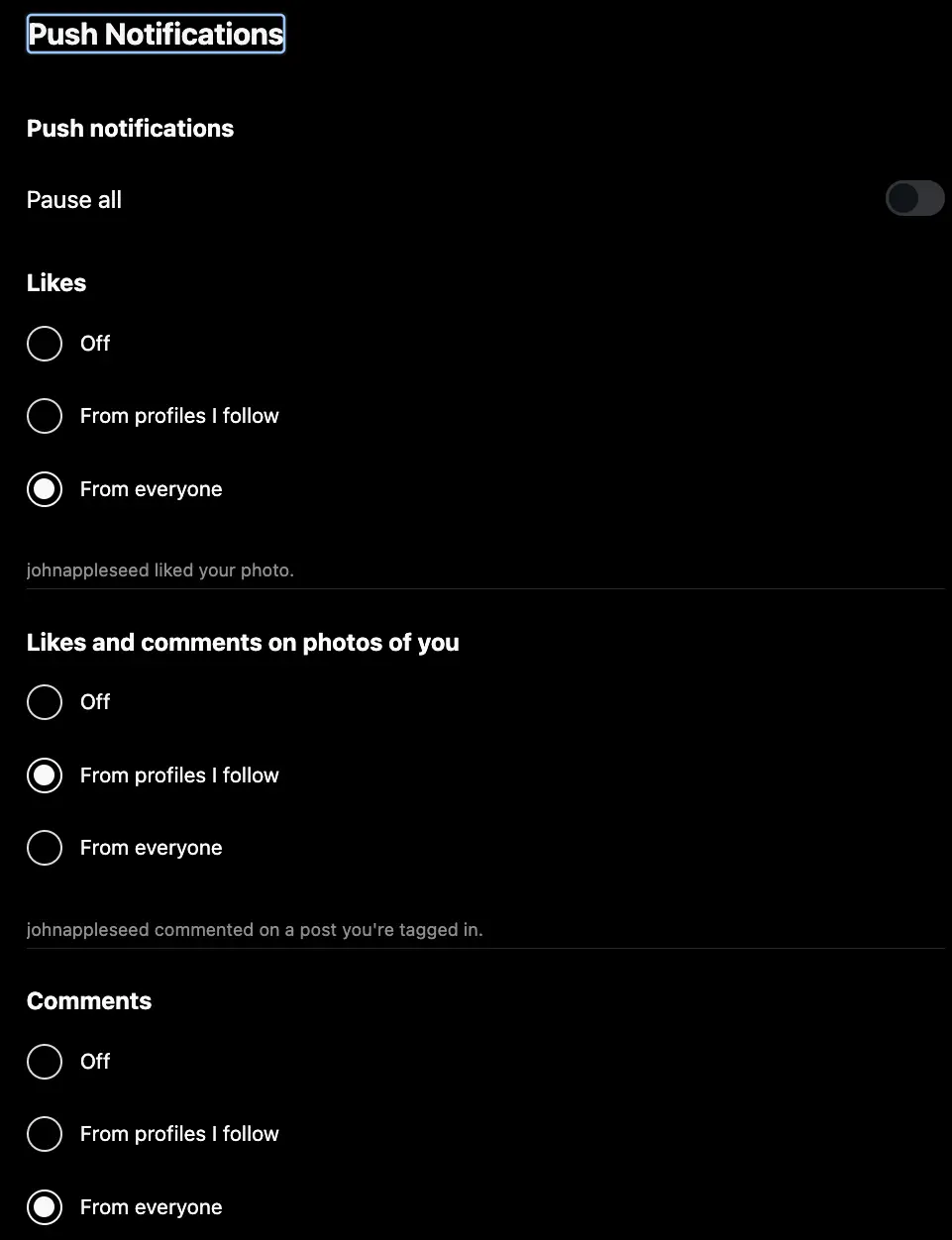 Customize Notifications on_Instagram