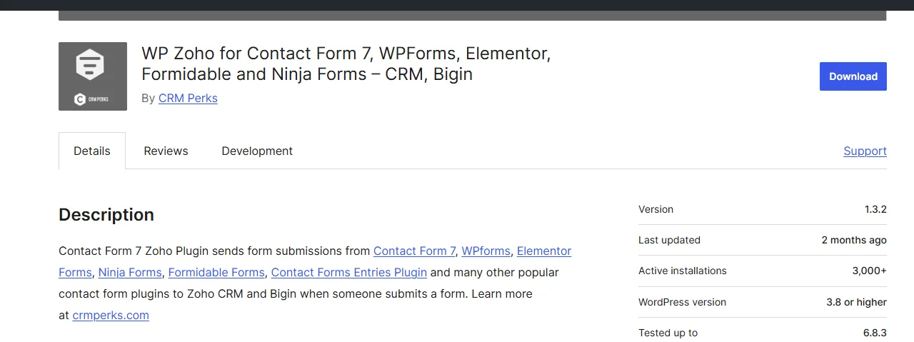 Contact Form 7 Zoho