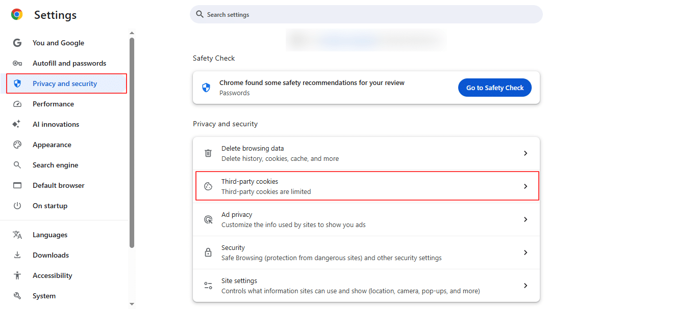 Privacy and cookie settings