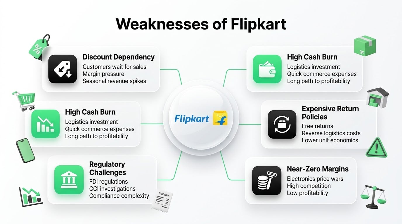 Weaknesses in Flipkart